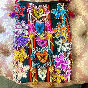 Gorgeous beaded shoulder bag, back/front is beaded, beautiful hearts, & flowers,